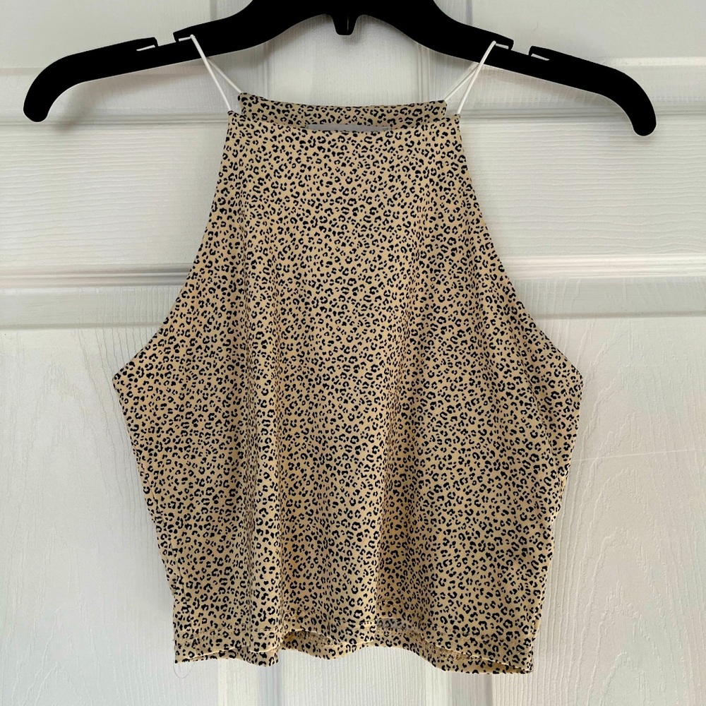 Leopard halter tank Crop Top